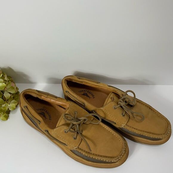 TOMMY BAHAMA tan Leather boat shoes main image 6